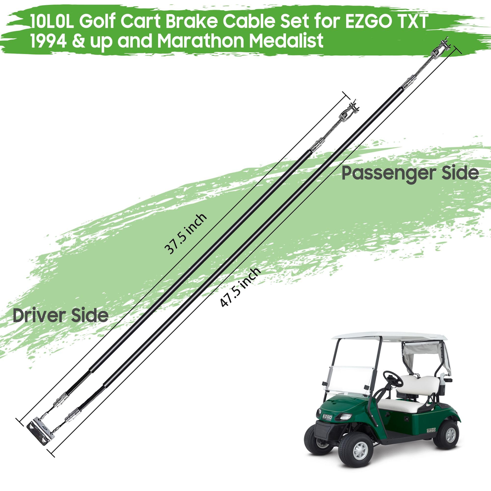 10L0L Set di cavi freno per carrello da golf, lato conducente e passeggero per modelli EZGO 1994-Up TXT/Medalist Gas ed elettrici, sostituisce OEM # 70716-G03, 70273-G03, 70969-G03 70969-G0