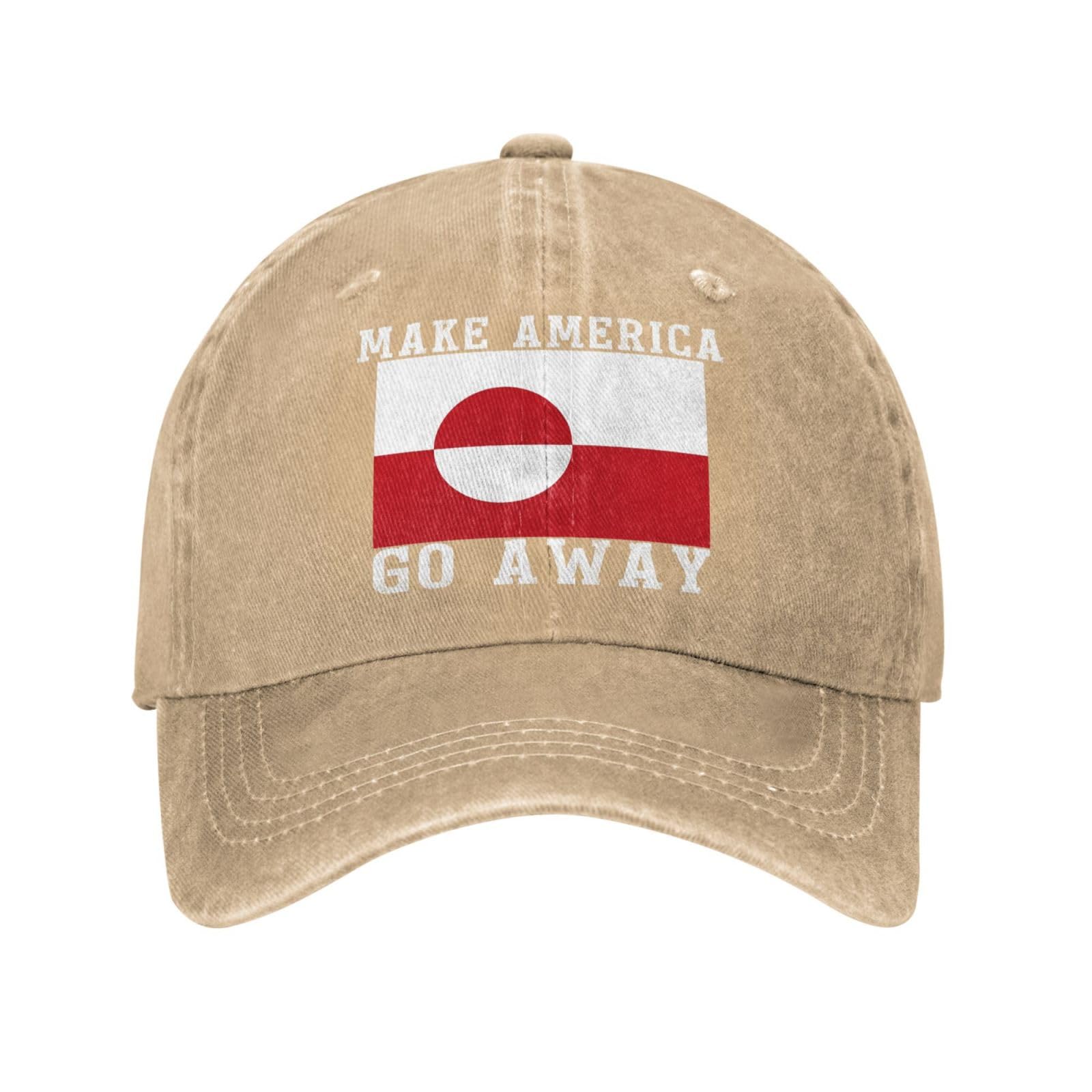 Melbrakin Make America Go Away Hat for Mens Greenland Ball Cap Natural