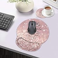 Vista 4 de Alfombrilla ergonómica para mouse con soporte de muñeca y posavasos para café, bonita almohadilla para reposamuñecas con base de poliuretano