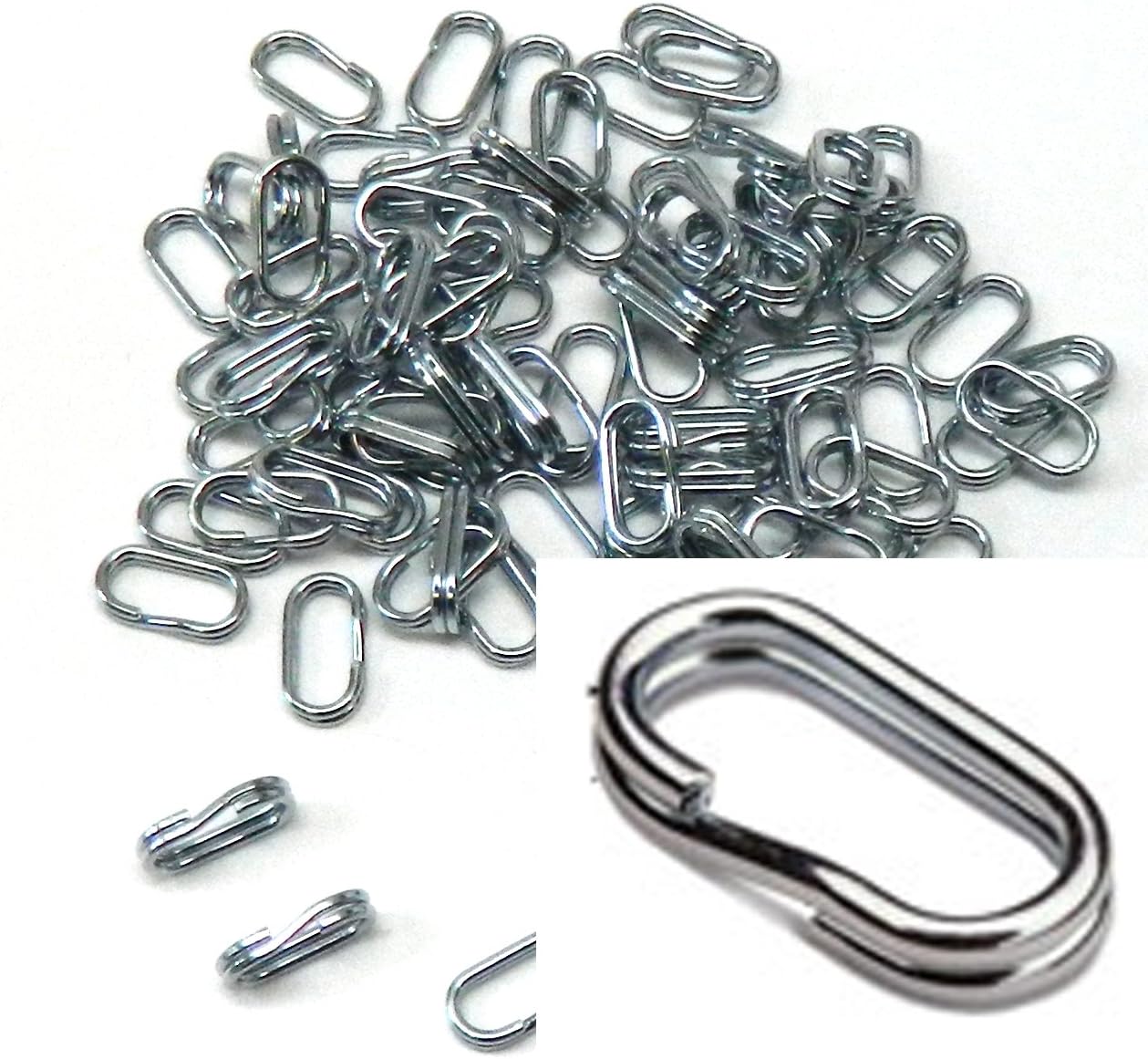 95 Oval X2 Power Rings 50% Stronger Than Round Split Rings Zinc Plated Connectors for Key Rings, Lures Fishing Tackle (4x8mm 0.315x0.158 In)