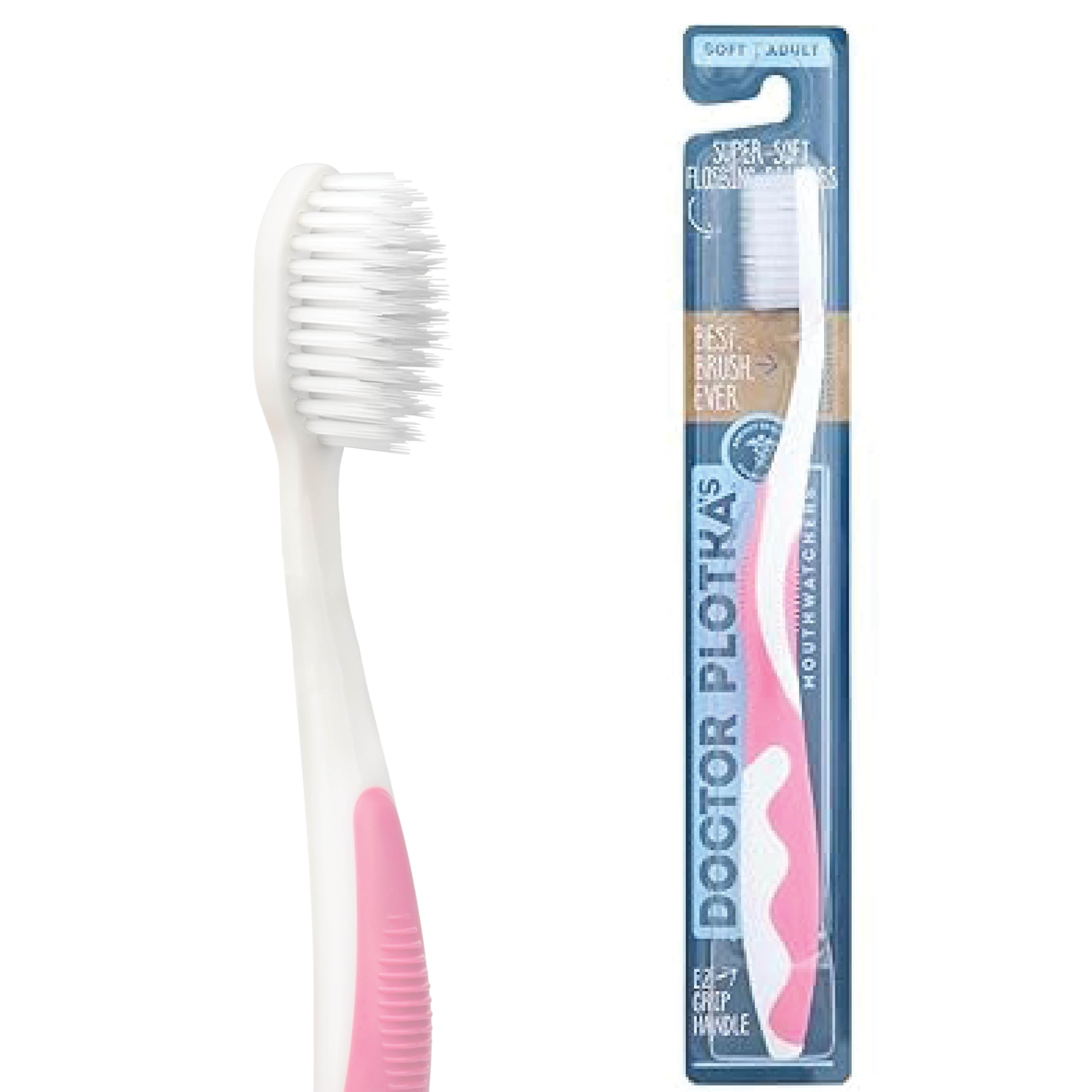 MOUTHWATCHERS Manual Soft Toothbrush for Adults, Ultra CleanToothbrush with Flossing Bristles, Good for Sensitive Teeth and Gums. Rose, 1 Each