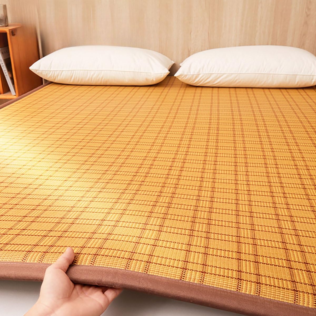Materassino pieghevole in bambù – Materasso fresco e liscio per camera da letto, portatile e traspirante, comodo soluzione per dormire al chiuso, facile da riporre