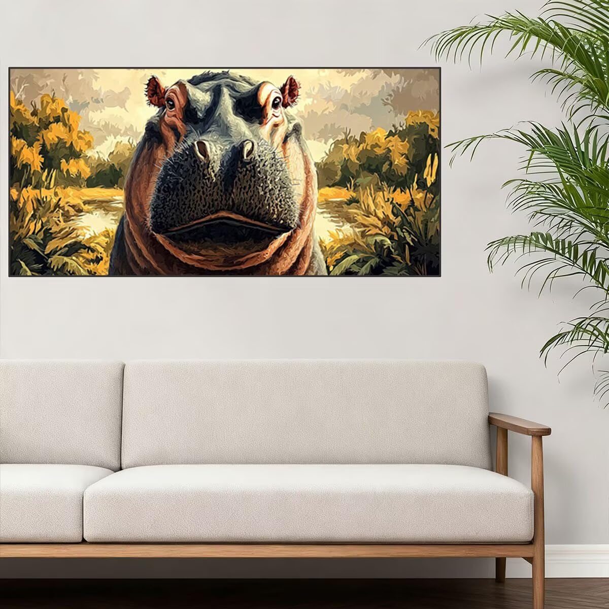 Paint by Numbers Animali, Dipingere con i Numeri Adulti Ippopotamo, Fai Da Te Quadri da Dipingere Numerati, Pittura Acrilica Kit per Principianti, Hobby Creativi Adulti, Decorazioni Casa 180x80cm P-81