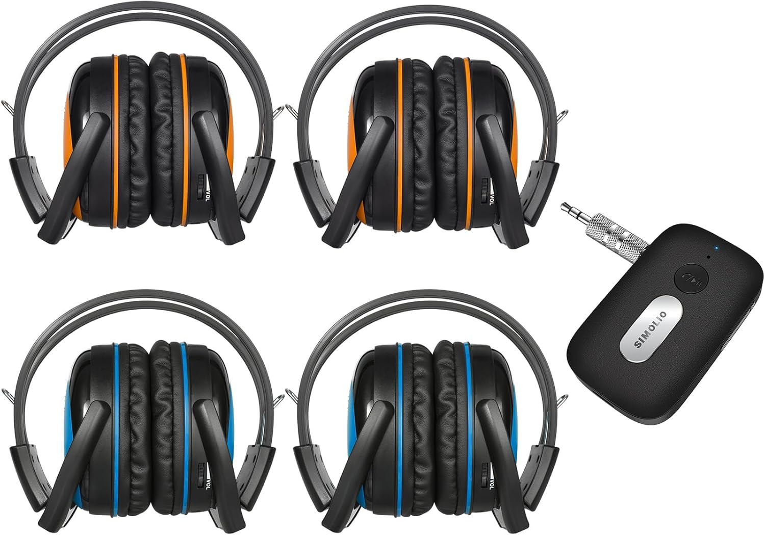 SIMOLIO Wireless Infrared Car Headphones for Kids Universal 2 Channel with Bag & 3.5mm AUX Cord, Bluetooth Music Receiver for Car Stereo System with 35H Battery Life, Volume Control, Hands-Free Calls