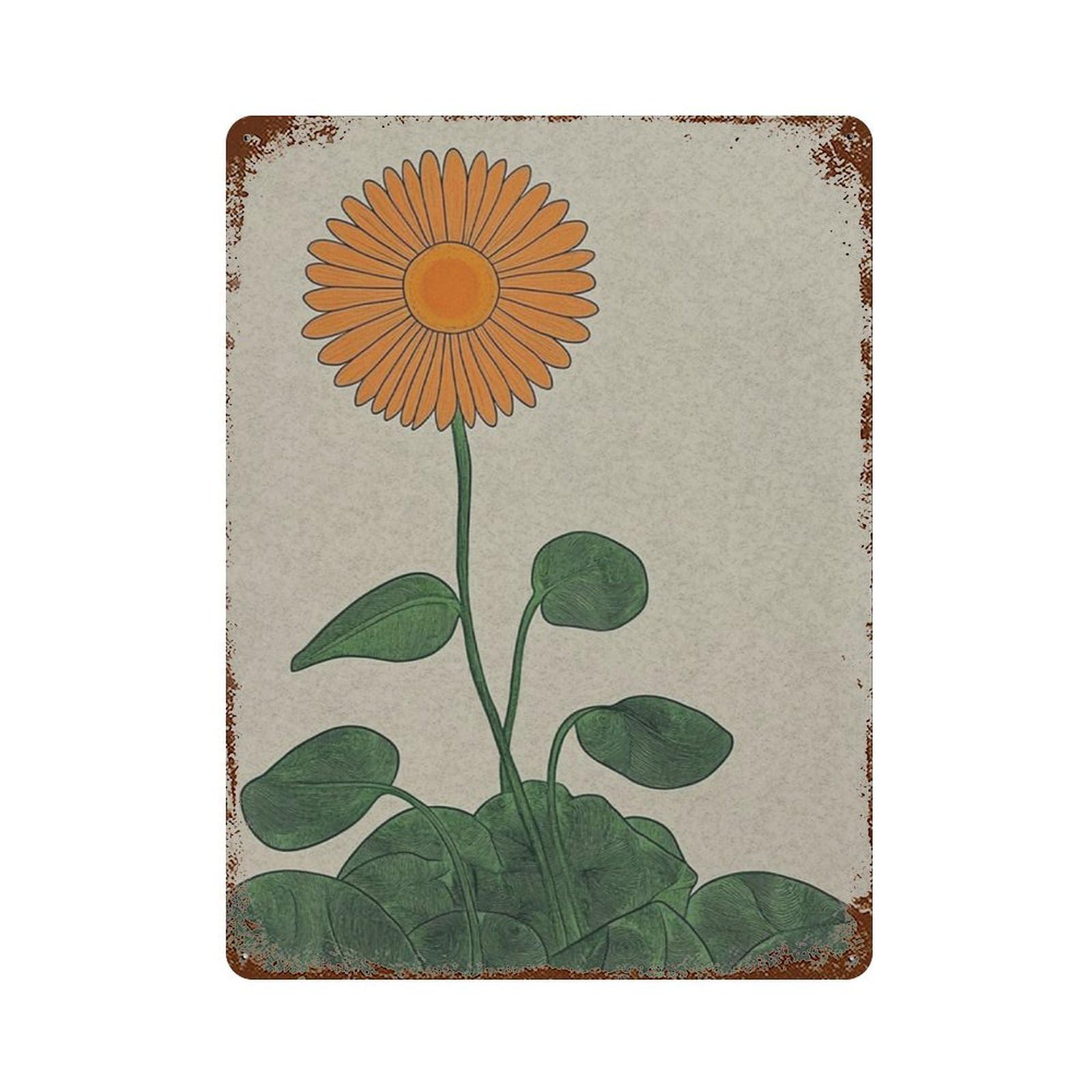 xiaoxiaoshen Minimal Daisy Flower Retro Botanical Sun And Nature Wall Decor Art Metal Tin Poster Modern Home Decor Art Home Bar Shop Decorations Vintage Sign 40x30cm