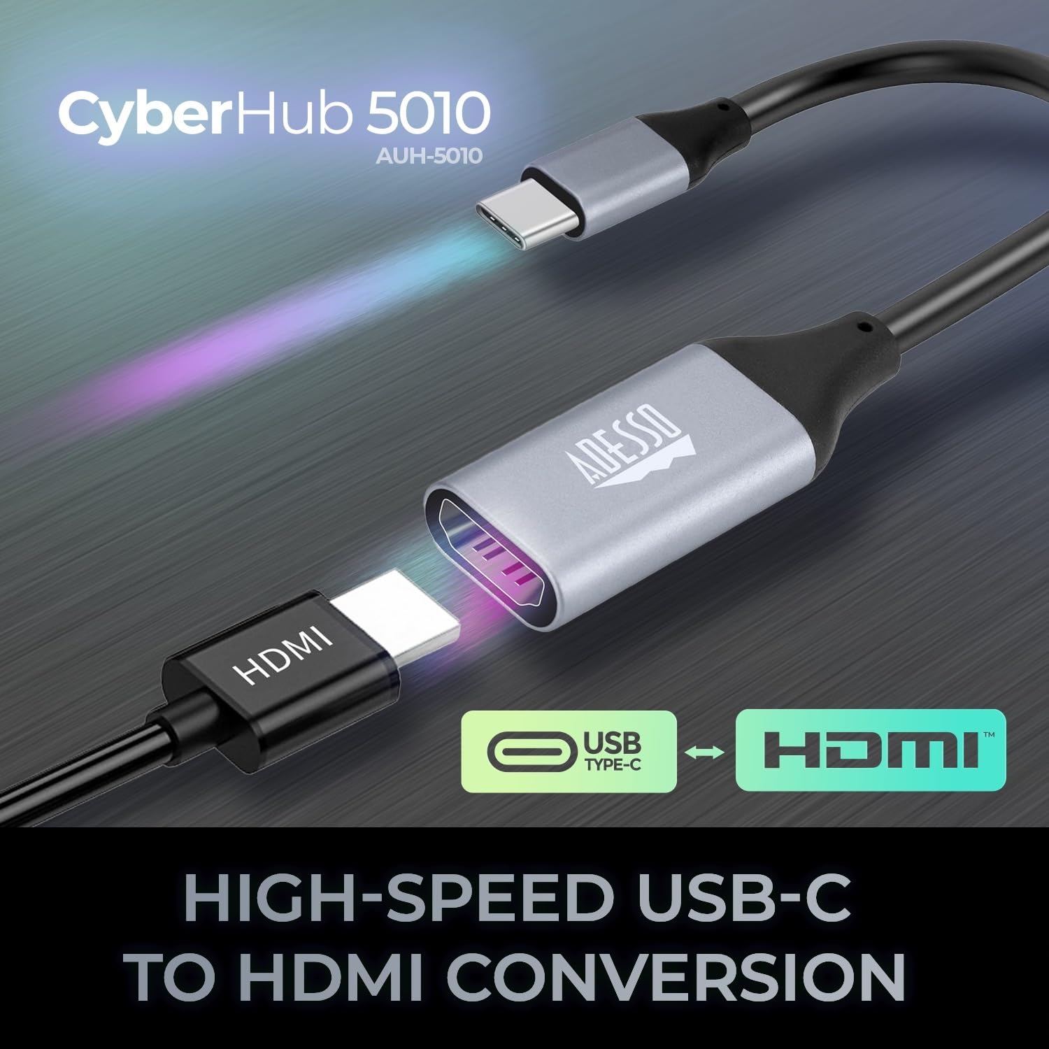 Adesso AUH-5010 USB-C to HDMI Adapter | 4K Resolution, 60Hz Refresh Rate, Plug & Play | Aluminum Alloy Case, Driver-Free | Compact Design, Audio Transfer