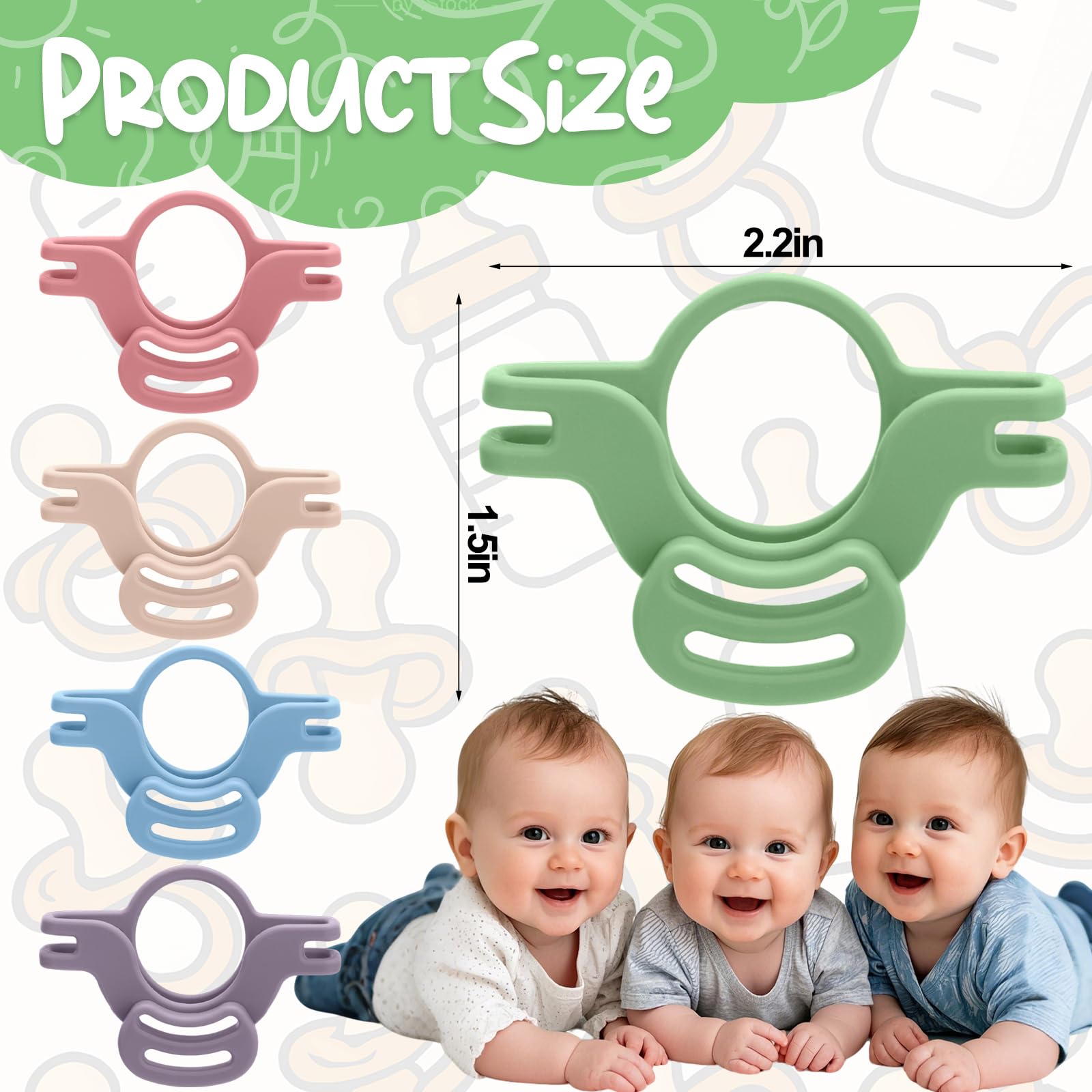 BUSOHA 5 Pack Silicone Pacifier Clip Adapter Rings for Philips Avent Soothie – 2025 New Upgrade Food-Grade Silicone Pacifier Holder Adapter Rings Baby Essentials for Newborns Infants