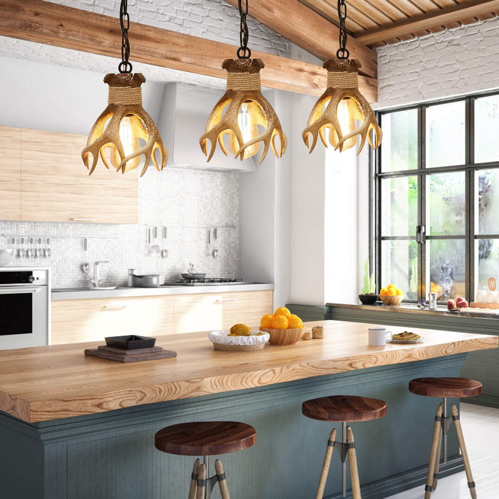 Lampada a sospensione Mini Antler Lampada a sospensione a sospensione per fattoria per isola cucina Sala da pranzo Lavandino Bagno Ristorante Luce Piccola lampada a sospensione Antler