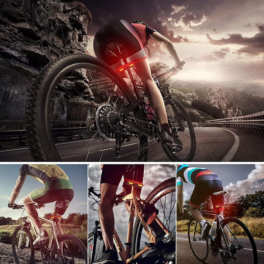 Luz Trasera Inteligente con Intermitentes y Control Remoto inalámbrico para Bicicleta de montaña y Carretera. Luces Impermeables Recargables por USB para Bicicleta de montaña y Car