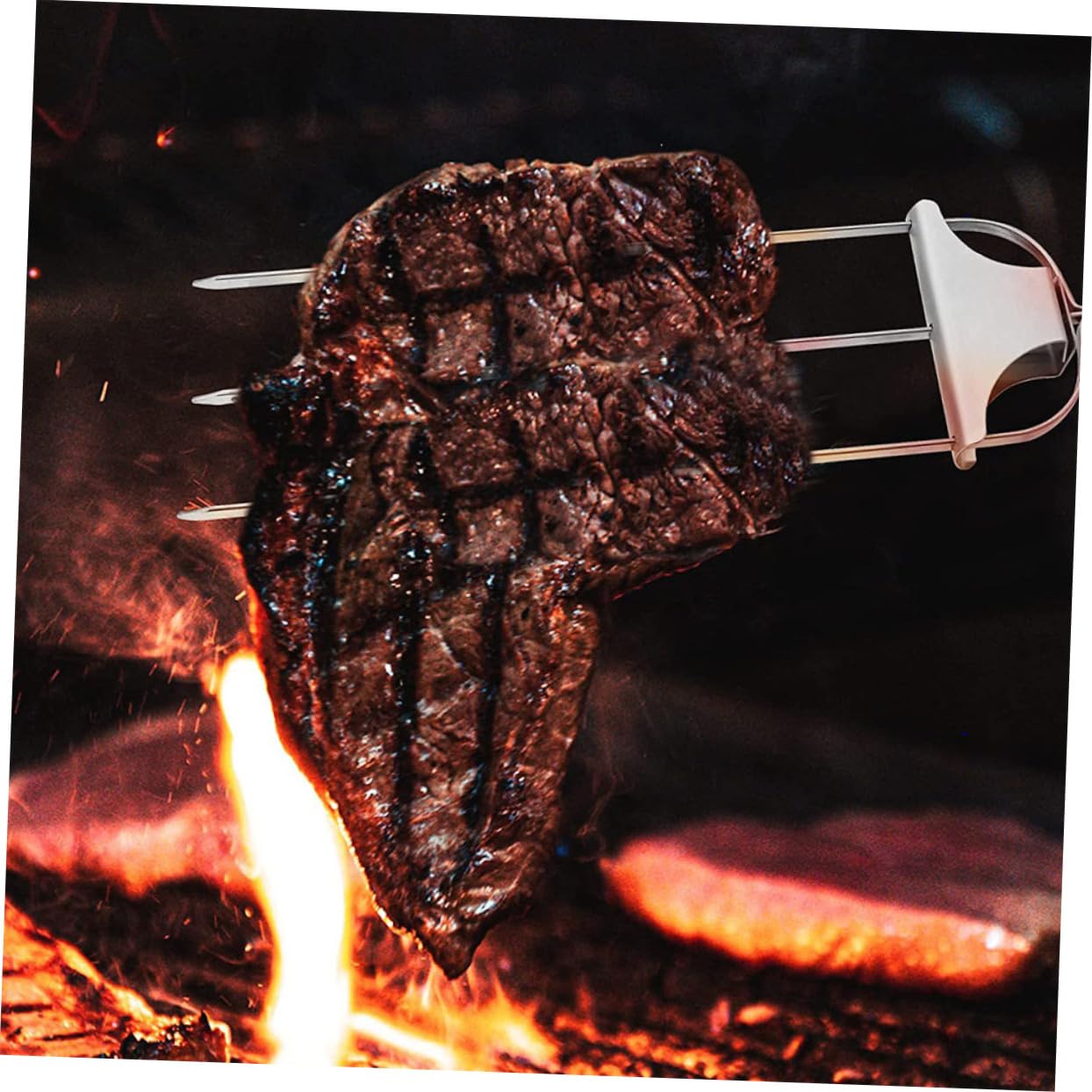 NULYLU Bbq Meat Forks Rotisserie Spit Forks for Rotisserie Spit Rod Stainless Steel Bbq Accessories