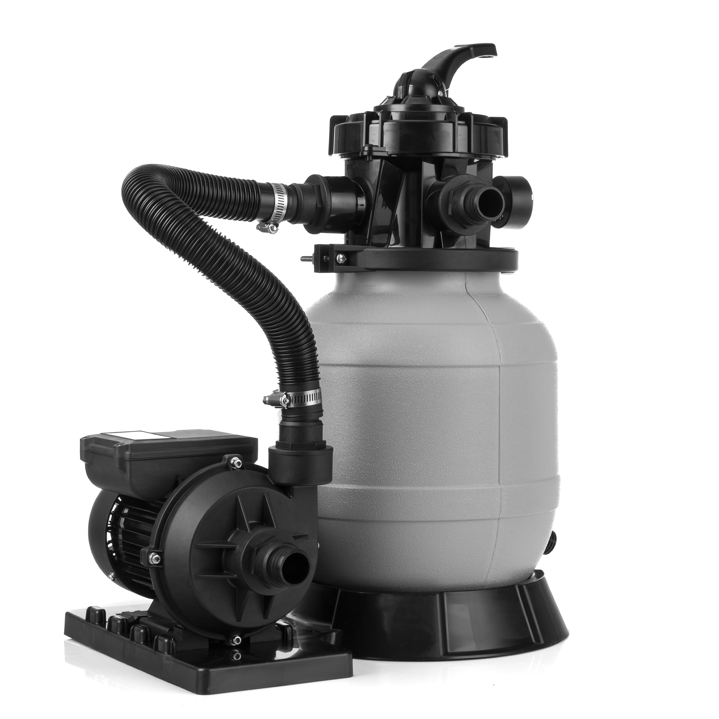 Lehmann Pompa Filtro a Sabbia per Piscina FP1, 8000 L/h, 7 Funzioni Filtrazione, Manometro, Motore con Avvolgimento in Rame, Sistema di Filtraggio Piscine Fino a 25 m³/25.000 L, Grigio