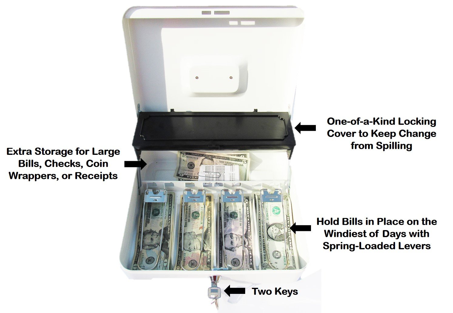 Buy Cash Box with Money Tray Petty Cash Lock Box Includes Tiered