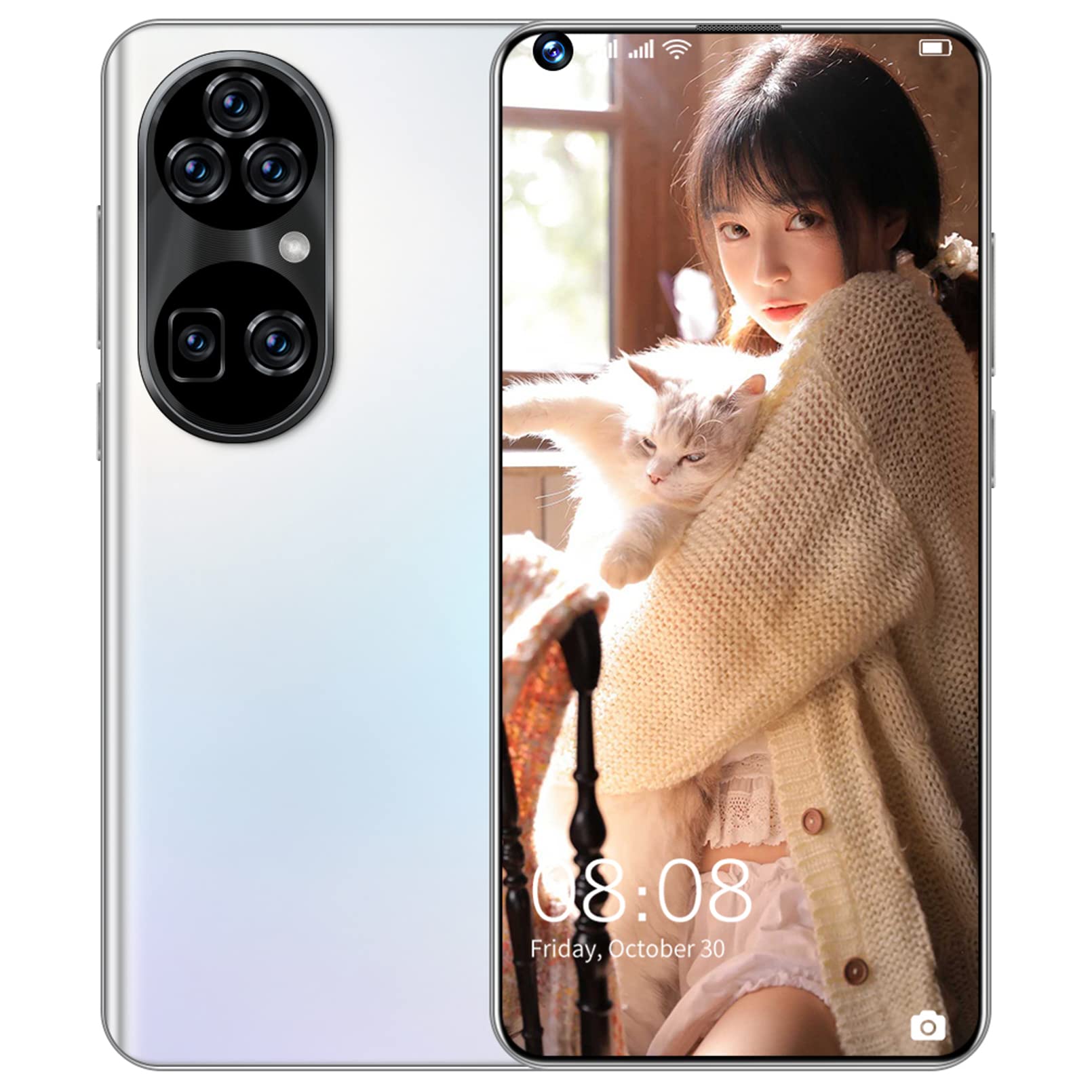 Hotshot 3.5 Mm, Headphone Jack Dual SIM Face Unlock 4 GB RAM, 64GB ROM 6800mAh Battery 5G Cell Phone Smartphone,White,L