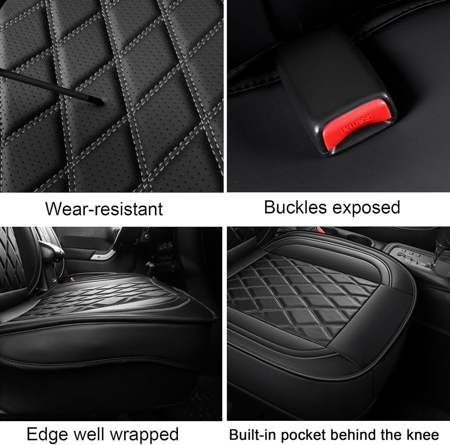 MIROZO Tacoma Seat Covers,Leather Truck Seat Covers Full Set Waterproof Car Seat Protector Fits for 2005-2015 Toyota Tacoma Crew Cab,Front & Rear Seat Cover Set(Black, Full Set)