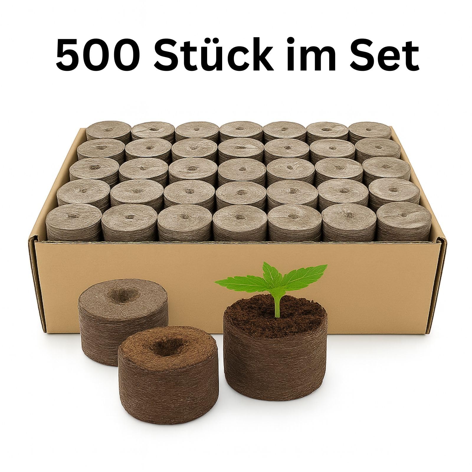 Weedness Jiffy® Torfquelltöpfe 500 STK. für die Anzucht - Kokos Quelltabletten Anzuchterde Blumenerde Aufzucht Kokoserde Aussaaterde Torftablette Tomaten Stecklinge
