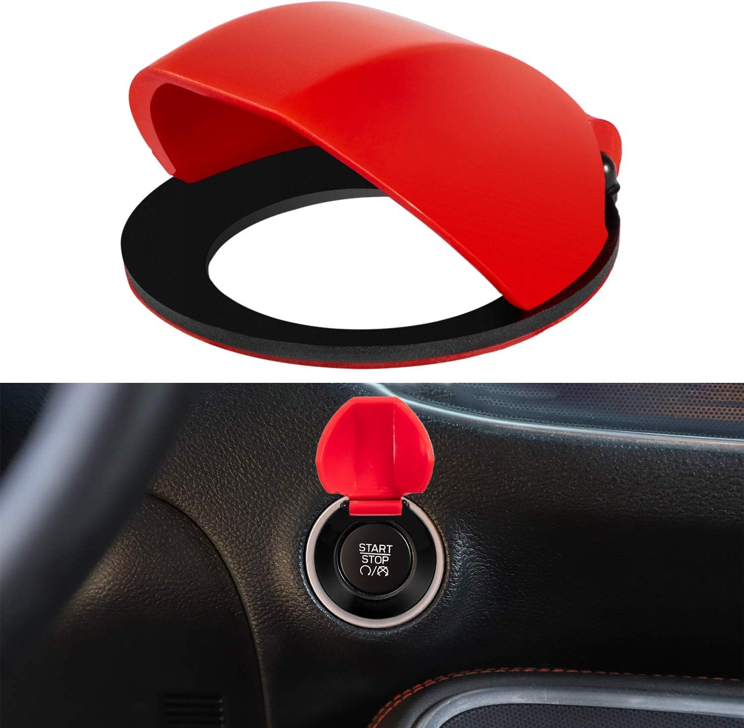 LAIKOU Engine Start Stop Button Switch Trim Cover Center Console Decoration Interior Accessories for Dodge Challenger 2015-2021 (Red)