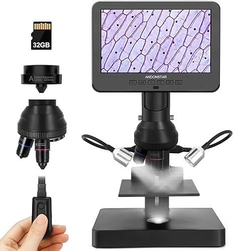 Andonstar AD249-P Microscopio digital de 10.1 pulgadas, microscopio de monedas para monedas de error, monedas enteras, lente 1000x 3 lente 1080P FHD