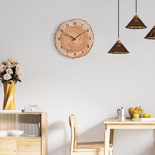 Miniatura 7 de YRUDMBIN Reloj de pared rústico silencioso de 12 pulgadas, funciona con pilas, decoración del hogar para baño, cocina, dormitorio, sala de estar,