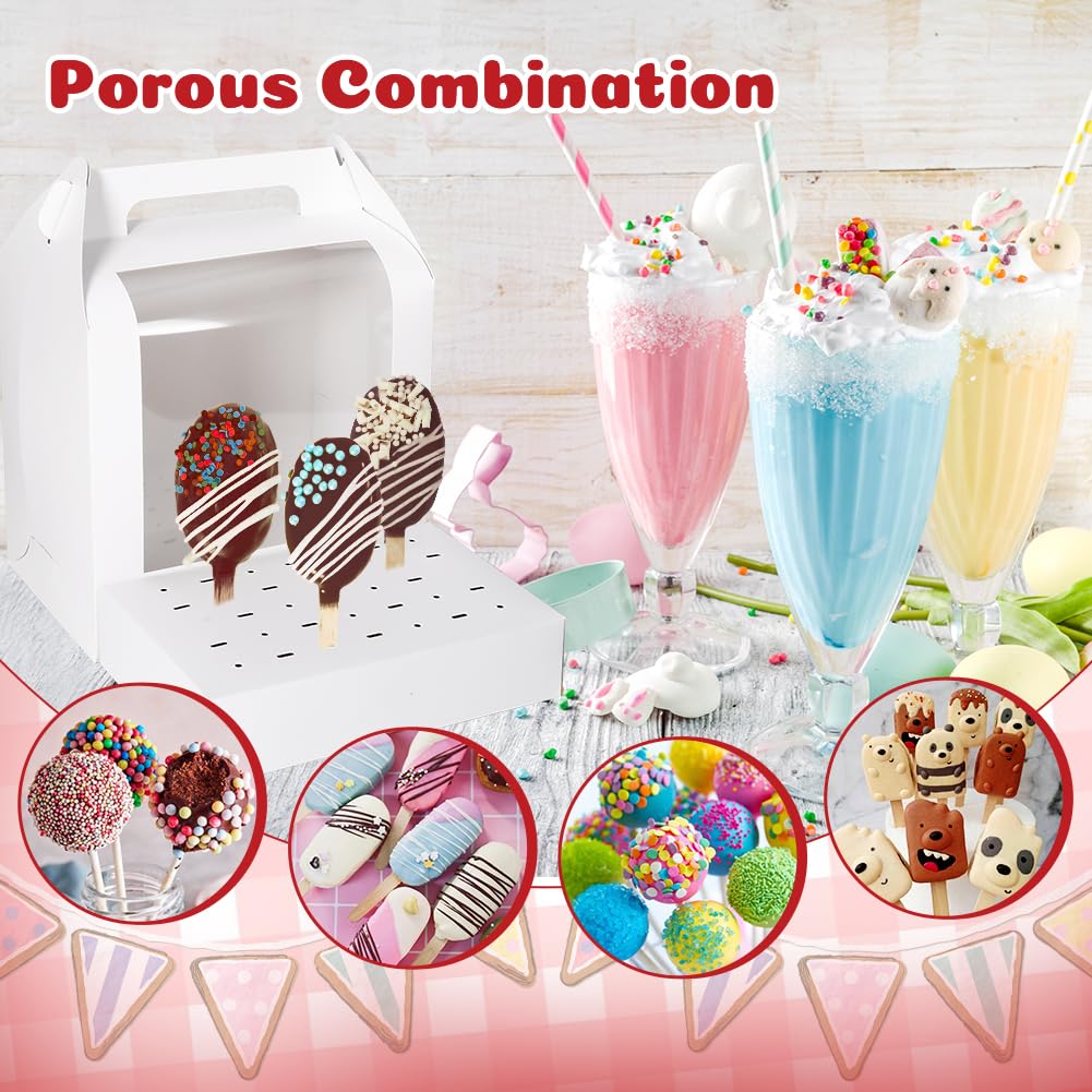 Cajas portátiles para tartas: 4 recipientes de embalaje para tartas con ventana transparente, cajas de exhibición de piruletas utilizadas para bodas, baby showers, fiestas de cumpleaños
