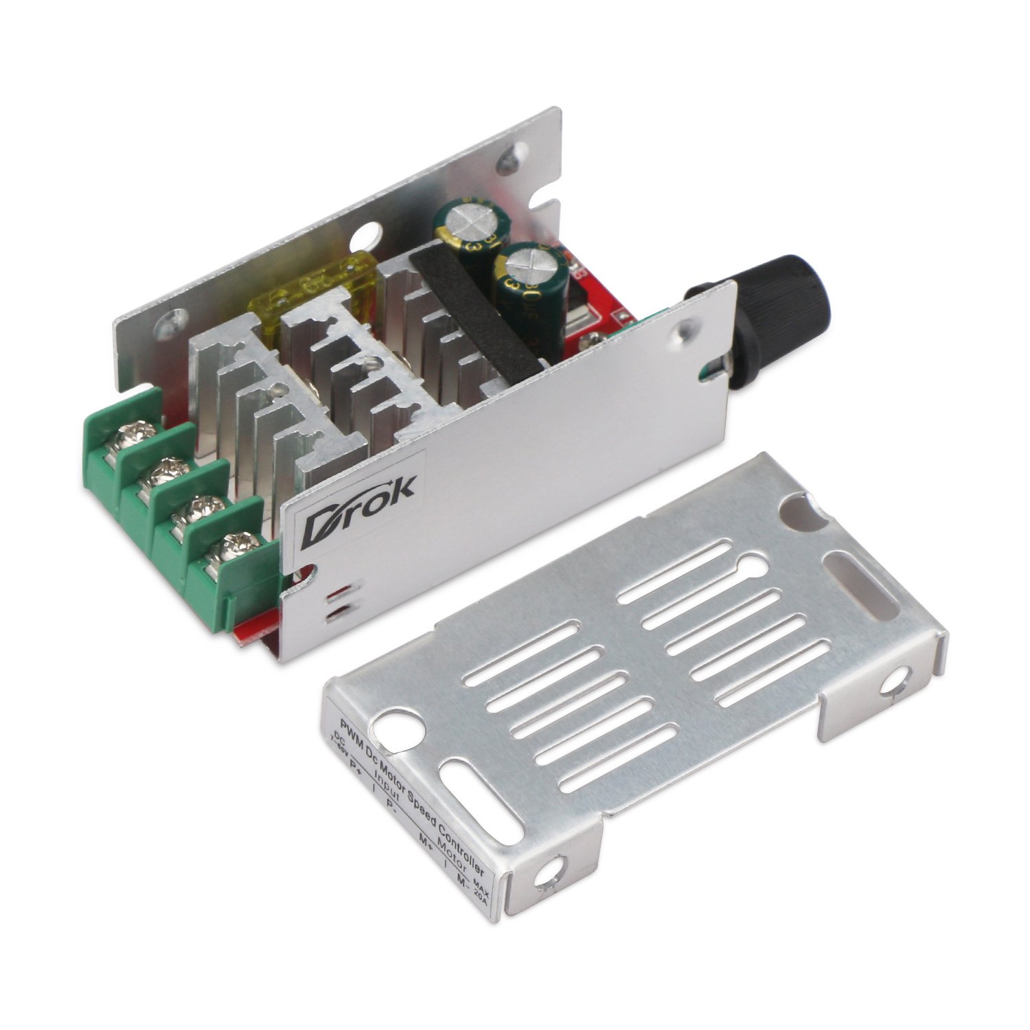 12V Motor Speed Controller, DROK DC Motor Driver Board for Brush Motor 7V-60V 20A 420W PWM Control 12V 24V 36V 48V Regulator Cooling Fans Dimmer Governor Pulse Width Modulator with Adjust Knob: Power Converters: Industrial & Scientific