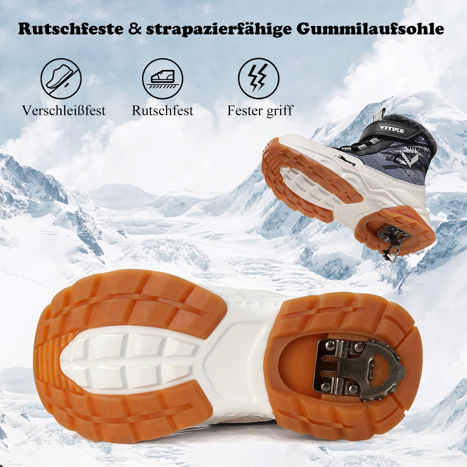 Chaussures d'hiver pour enfant, chaussures de randonnée, bottes de neige, doublure chaude pour fille, chaussures de trekking, chaussures d'hiver antidérapantes en coton moyen