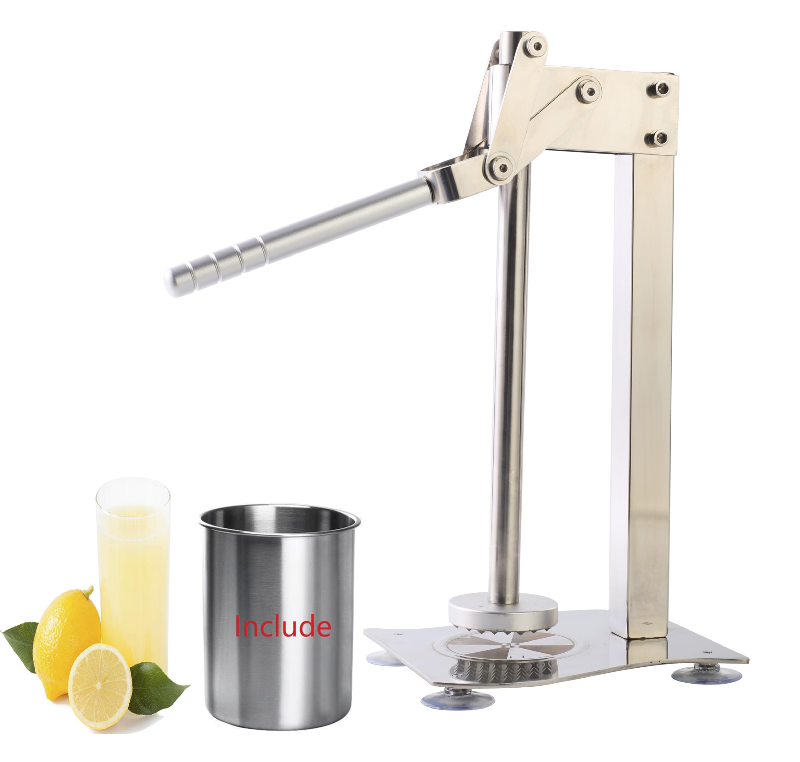 Yooleantu Stainless Steel heavy duty Lemon press Squeezer, fruit crusher, Lemon lemonade Smasher machine,lemonade juicer machine,citrus juicer, fruit muddler machine with 1pc cup (straight)