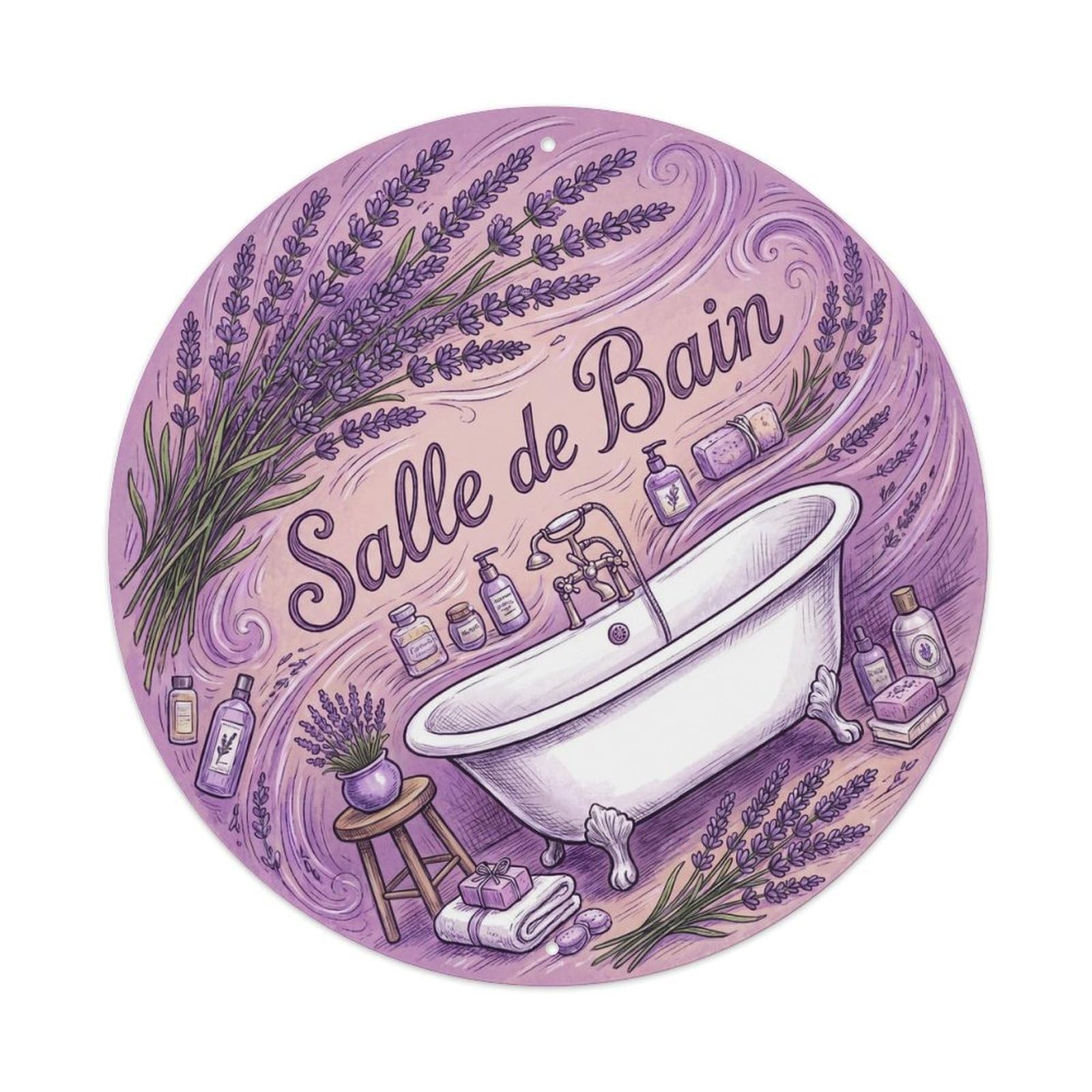 Fqnyr Style Salle Lavender Elegant Bathroom Decor Metal Tin Sign