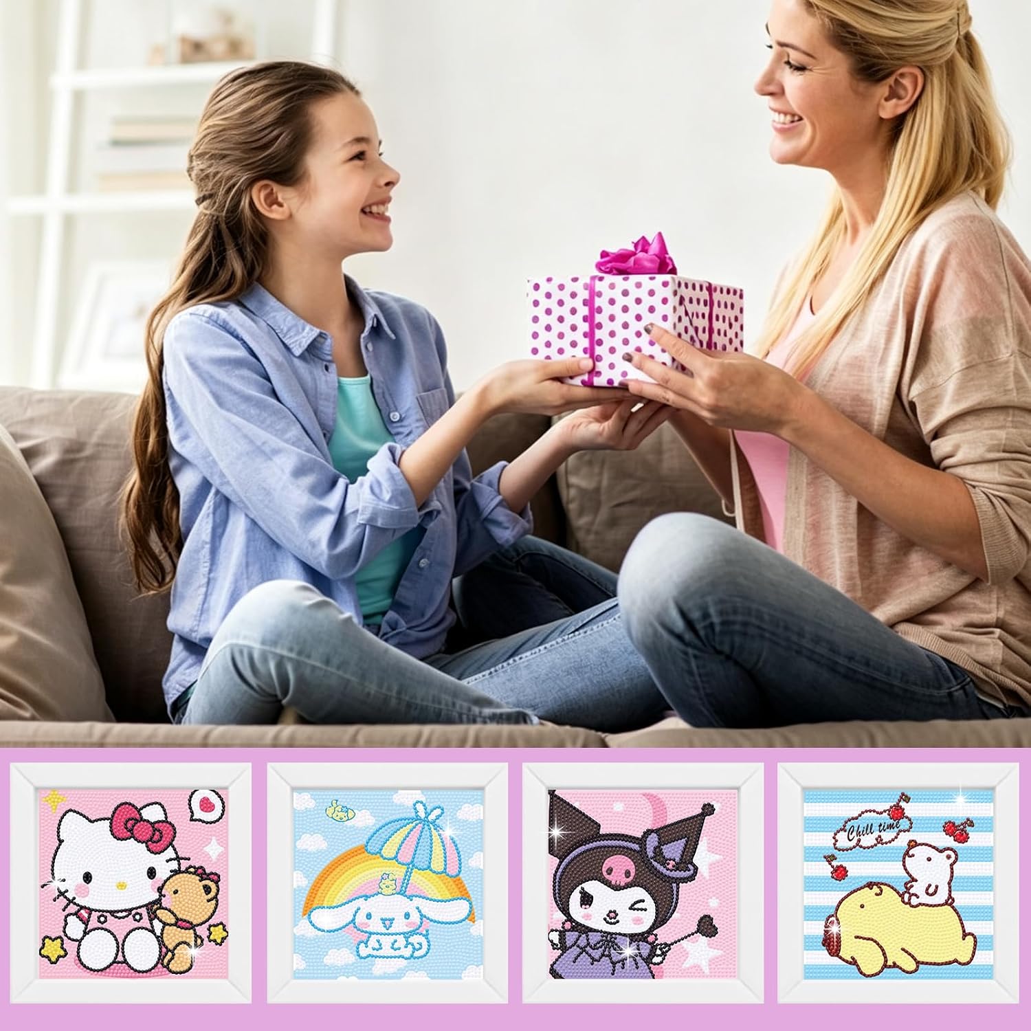 4 Pack Diamond Art Kits for Kids - Arts and Crafts for Kids Ages 8-12 - Diamond Art Painting Kits - Craft Kits for Girls - Full Drill Dimond Art Mosaic - GEM Art for Home Wall Decoration 6X6 inch image 4