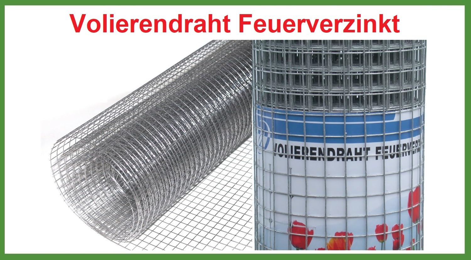 Volierendraht Maschendrahtzaun feuerverzinkt Drahtgitter Drahtgeflecht Zaun Vogeldraht Kaninchenzaun Hasendraht Höhe 100 cm/Länge 25 m/Maschenweite 19x19 mm