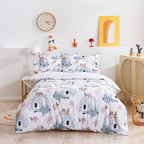 Funda de edredón para niños y adolescentes, 3 piezas, funda de edredón suave de dibujos animados con cierre de cremallera, juego de ropa de cama