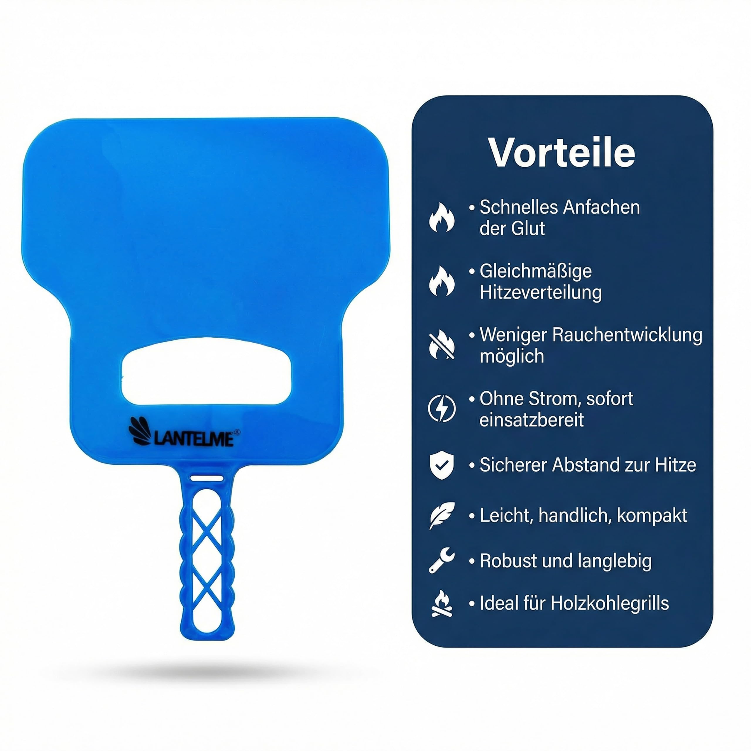 Lantelme Lot de 3 Éventails de Barbecue 20 x 30 cm Aide Allumage sans Chimiques