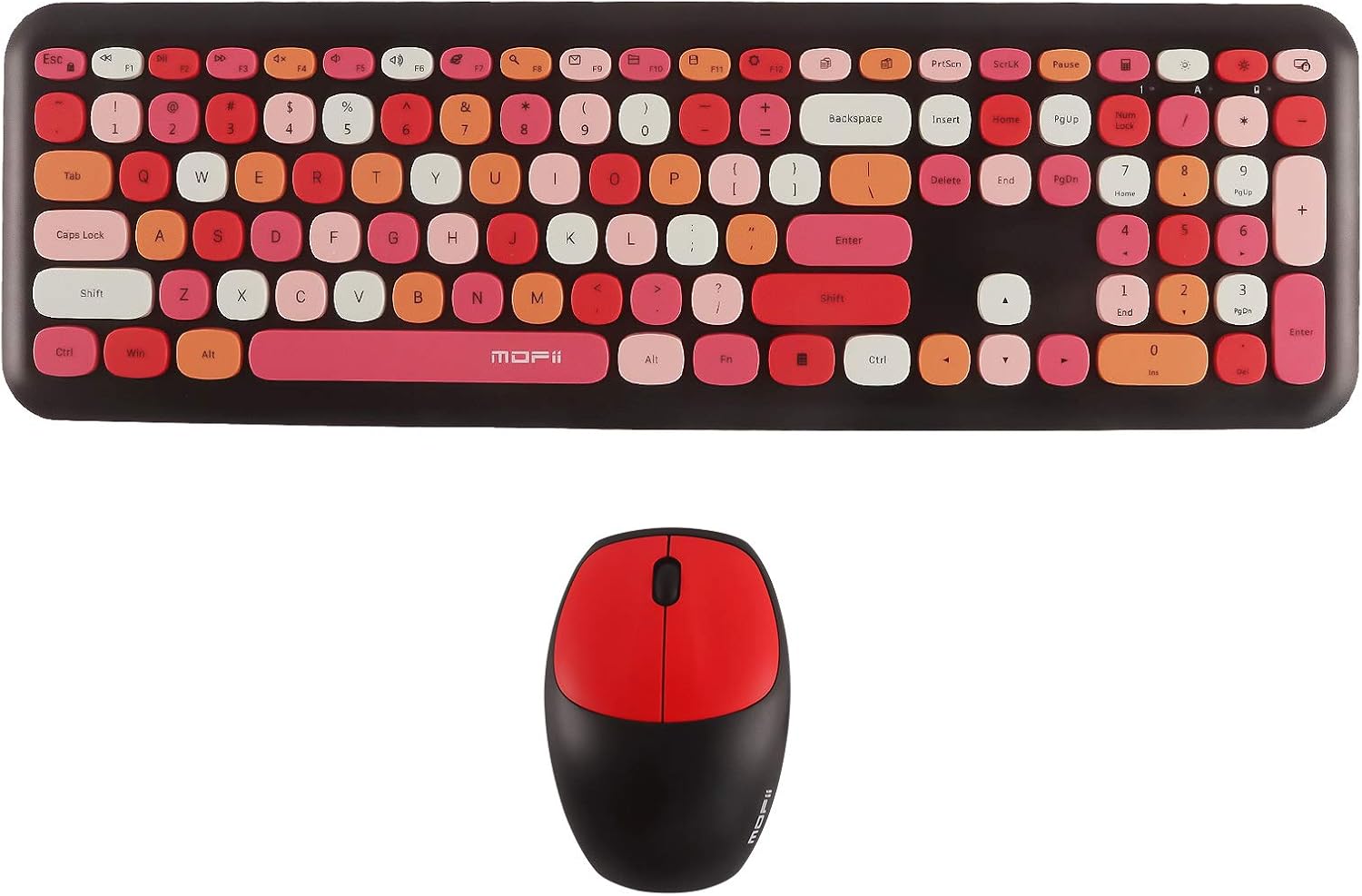 ワイヤレスキーボードマウスセット 2 4ghz無線 静音 フルサイズ 電池式 110キー おしゃれレトロ タイプライター風 かわいい丸いキー Us配列 防水 打ちやすい 人間工学 耐衝撃性 Usbコネクタ Pc ノートパソコン 自宅 オフィス ゲーム適当 Windows Xp Win7 Win8 Win10対応