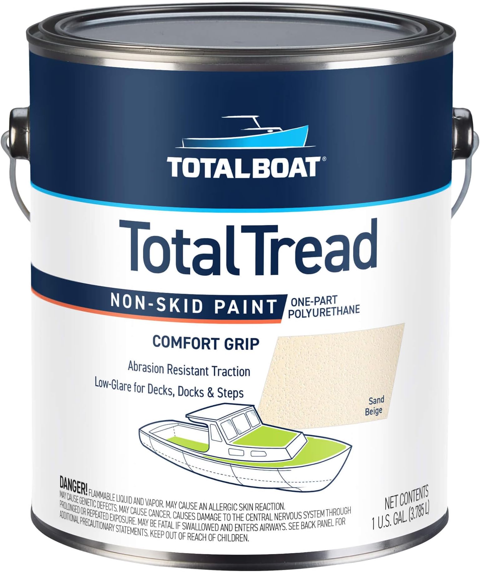 TotalTread Non Skid Deck Paint (Beige, Gallon) | Marine-Grade Anti Slip Traction Coating