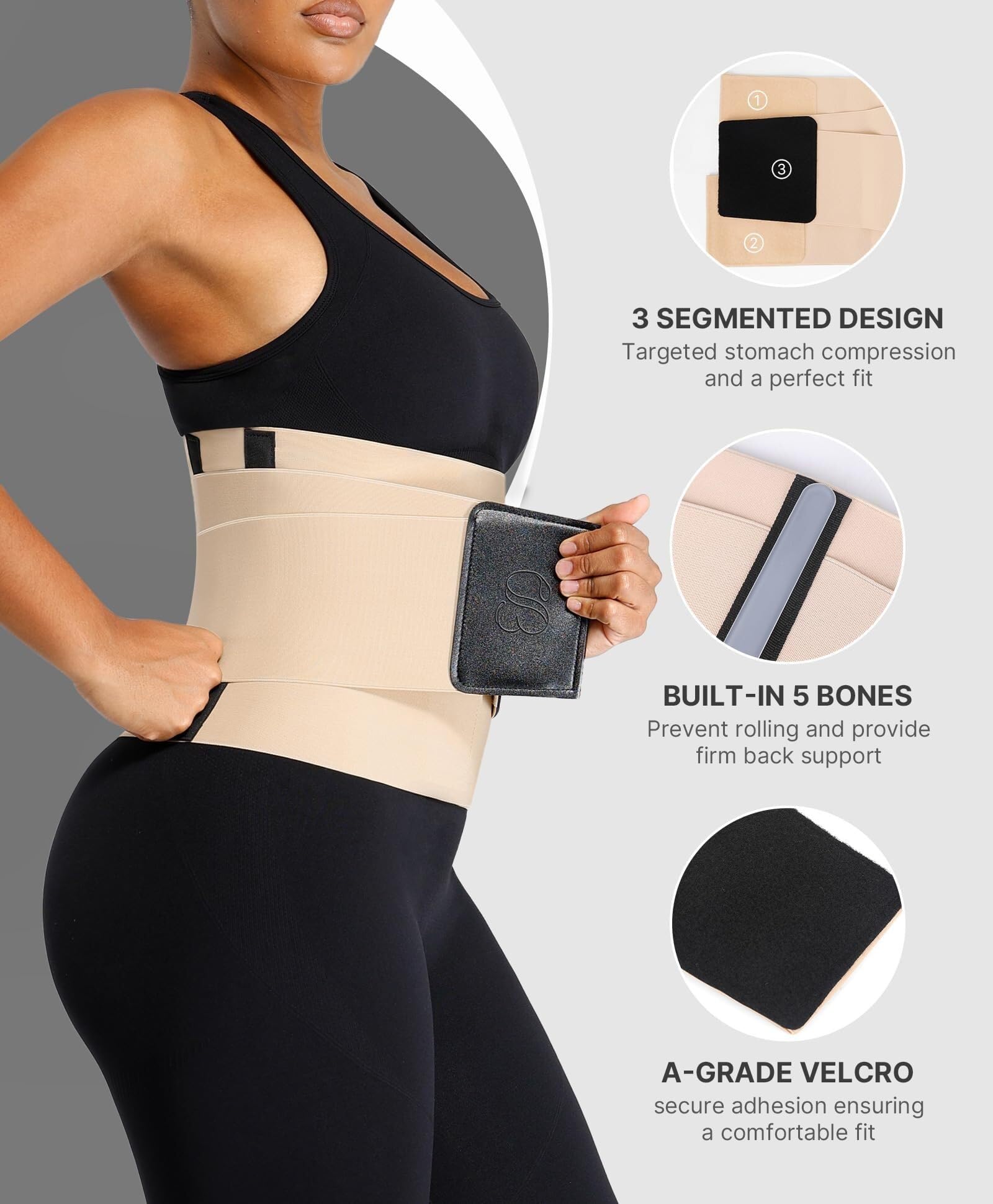 Fascia Lombare Schiena Cintura Di Supporto For Vita E Addome, Trainer Addominale Ergonomico Elastica(Black,Large)