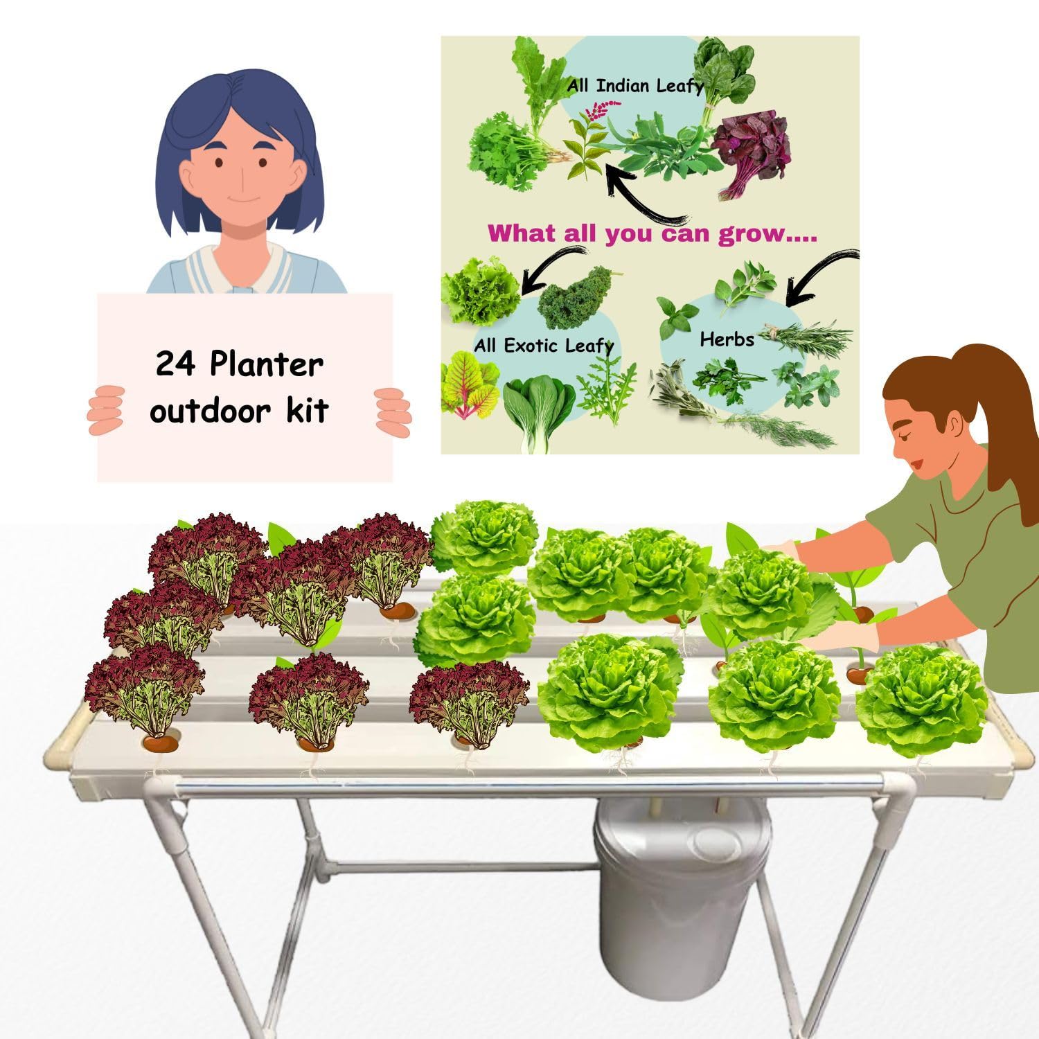 City Greens Hydroponics 24 Planter Outdoor Kit for Home, Garden, Small Balconies, Outdoor & Office Spaces - Smart Farming (B0991T5H4S) Amazon Price History, Amazon Price Tracker