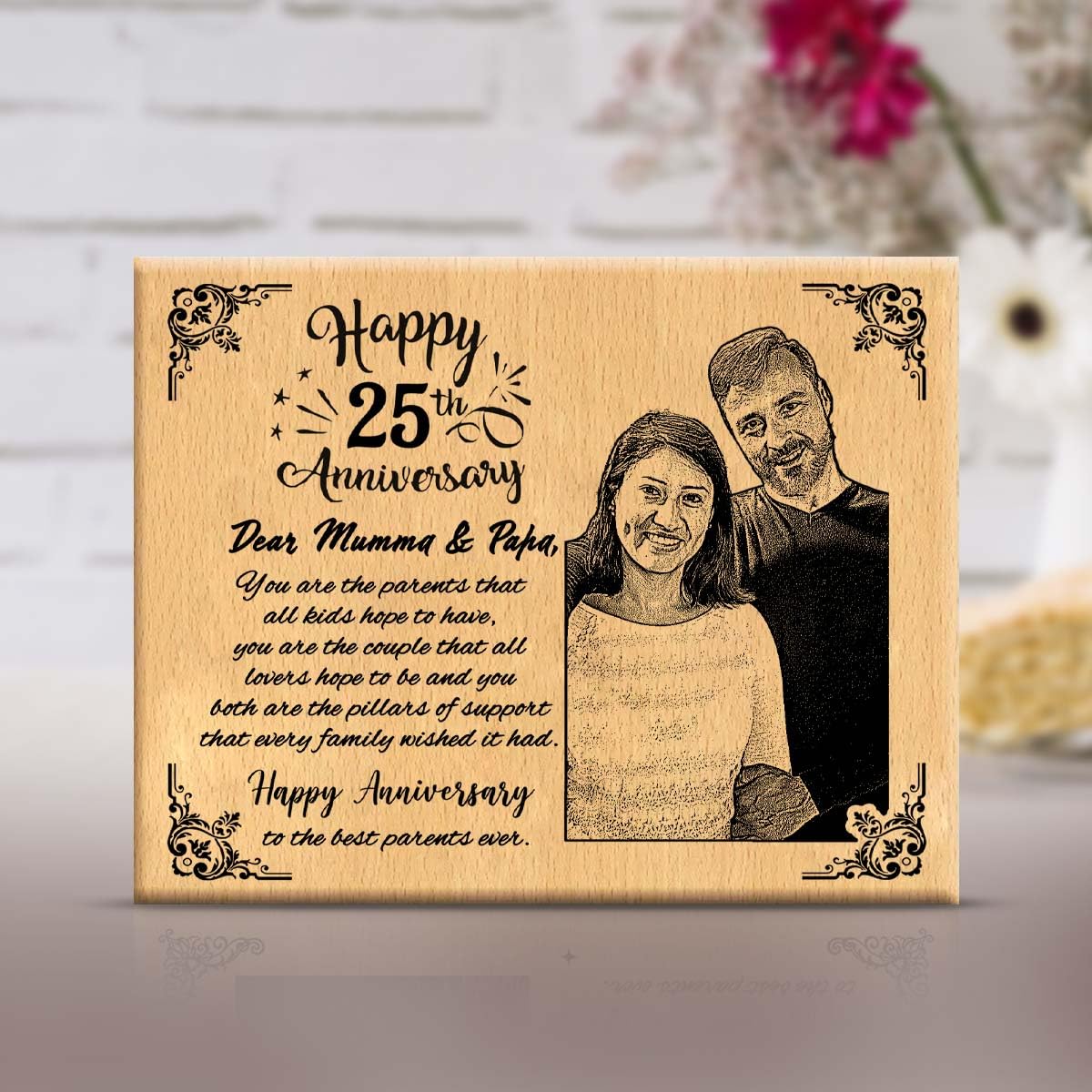 Gifts For Friends 25th Anniversary Engraved Transparent Plank