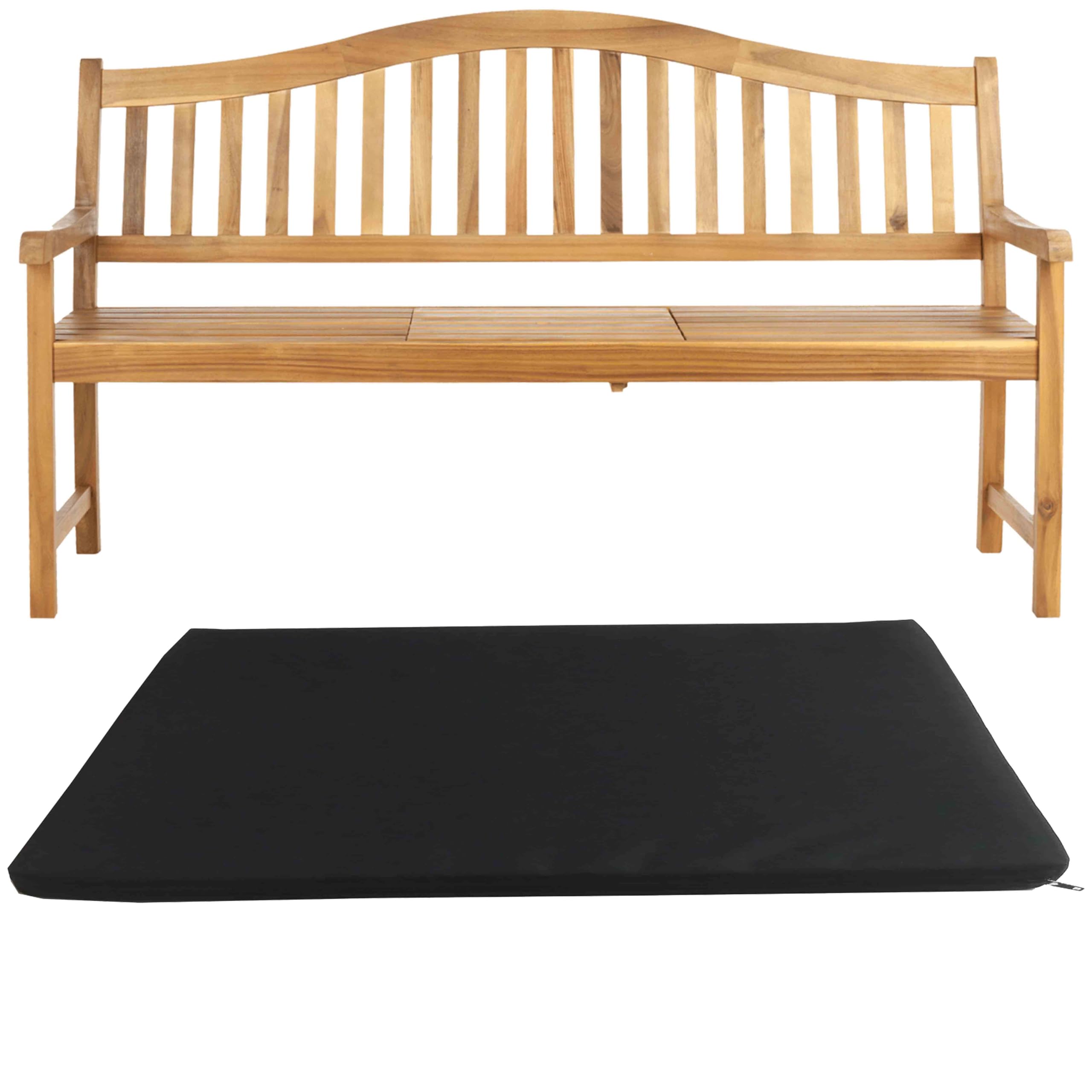 GRIZZLY FOAM Waterproof 1 2 3-Seater Indoor/Outdoor Bench Pad Seat Cushion Garden Furniture Comfortable with Removable Cover Ask for Any Customized Size (Black, 15x45x2inch 38x114x5cm) โ image 1