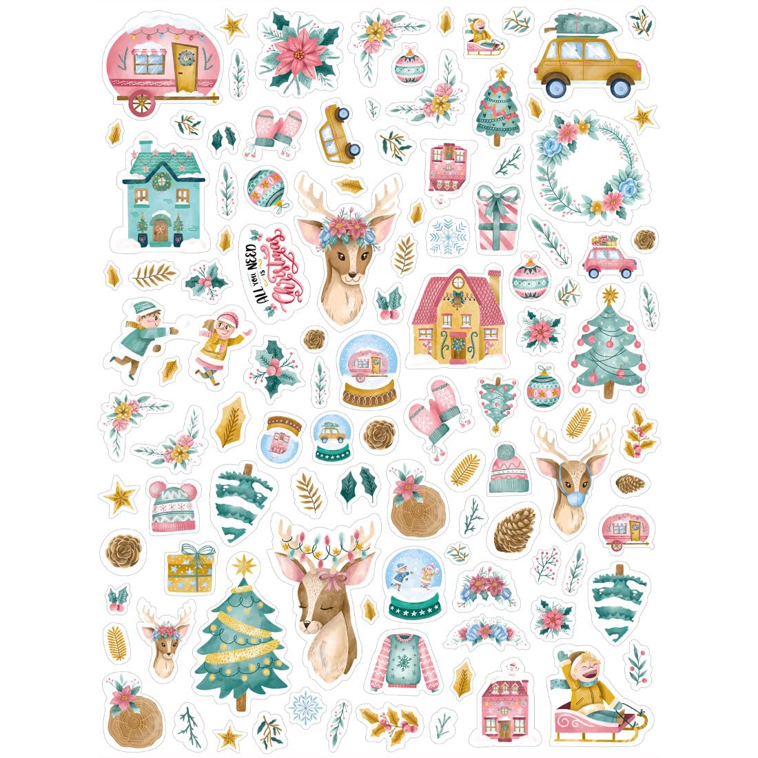 Craftelier - Die-Cut to Add Original Decorations to Your Scrapbooking, Card Making and Christmas Crafts Projects | All You Need is Christmas Collection | Includes 104 Die Cut Pieces
