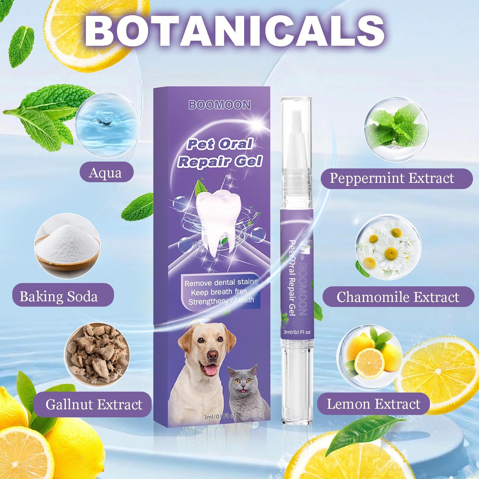 3PCS pet oral repair gel, gel réparateur oral Pet pour éliminer la mauvaise haleine, lutter contre le tartre, sans se brosser les