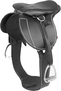 LeMieux Toy Pony Jump Saddle & Stud Girth - Leather Saddle and Girth - Suitable for Ages 8+ Black