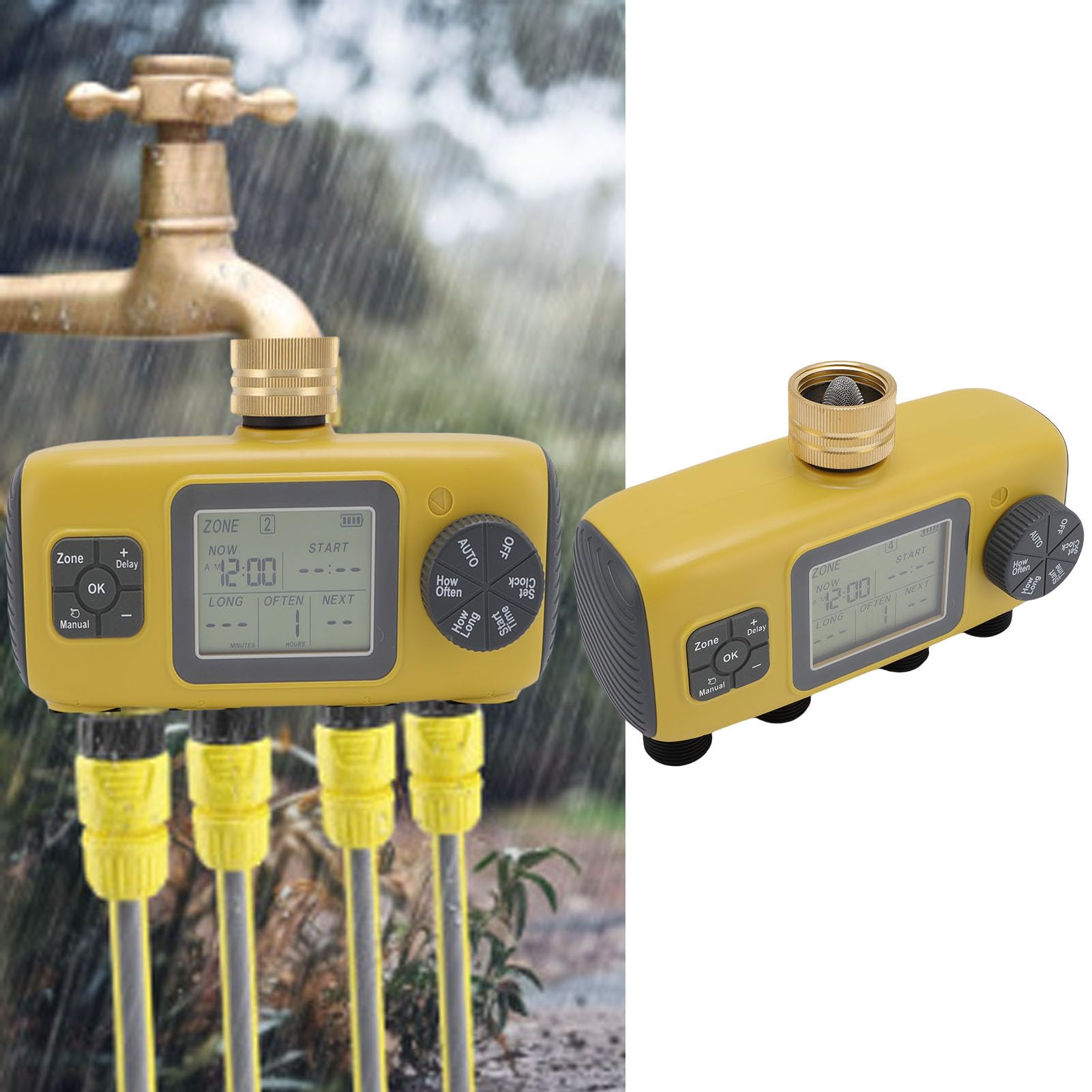 Timer di Irrigazione, di Controller di Irrigazione Automatico LCD per Giardino di Cantiere, Tempistica Intelligente, Compatibile 3/4-1/2in Rubinetto, Facile Installazione
