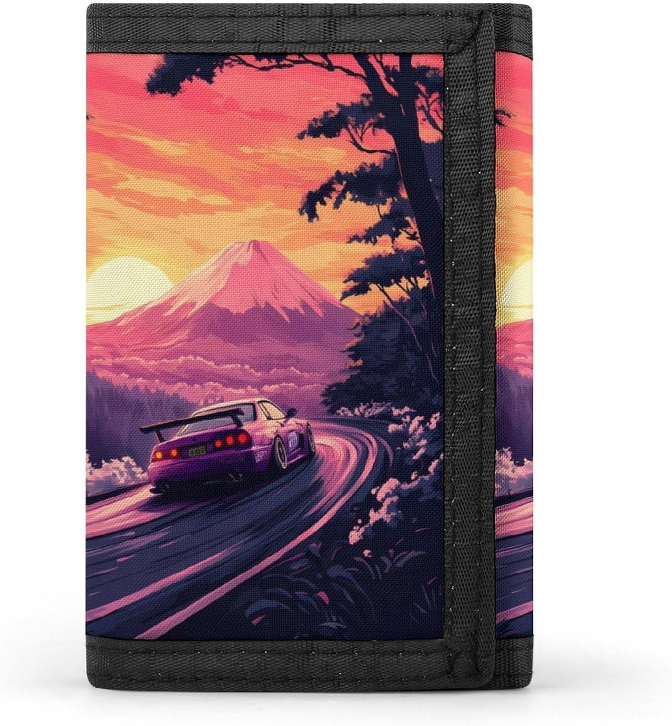 Japanese Car Racing Drifting Trifold Wallet Coin Purse with 8 Card Slots