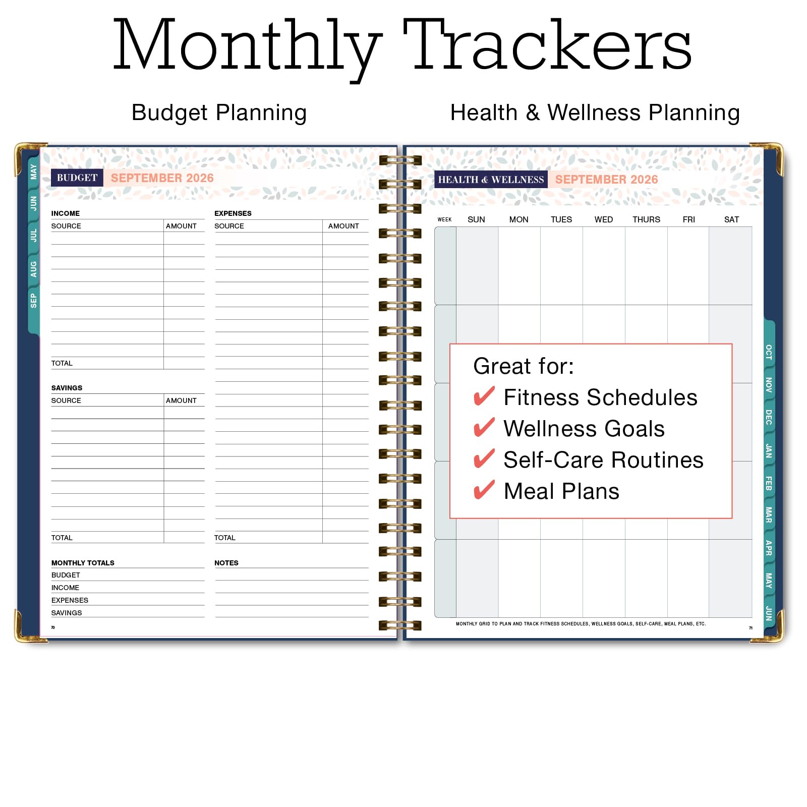 Familienplaner-Organizer – 21,6 x 27,9 cm Wochen- und Monatskalender (Mai 2026–Juni 2026). Für 5+ Personen, Mahlzeitenplanung, Budgetierung, Gewohnheiten-Tracker, Hardcover, Haushaltsplan-Organizer