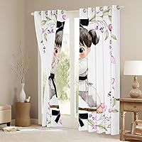 Vista 26 de Erosebridal Cortinas opacas de moda de los años 90, 30 % a 50 % para dormitorio, cortina de ventana con cinta de radio retro, tratamientos de Negro