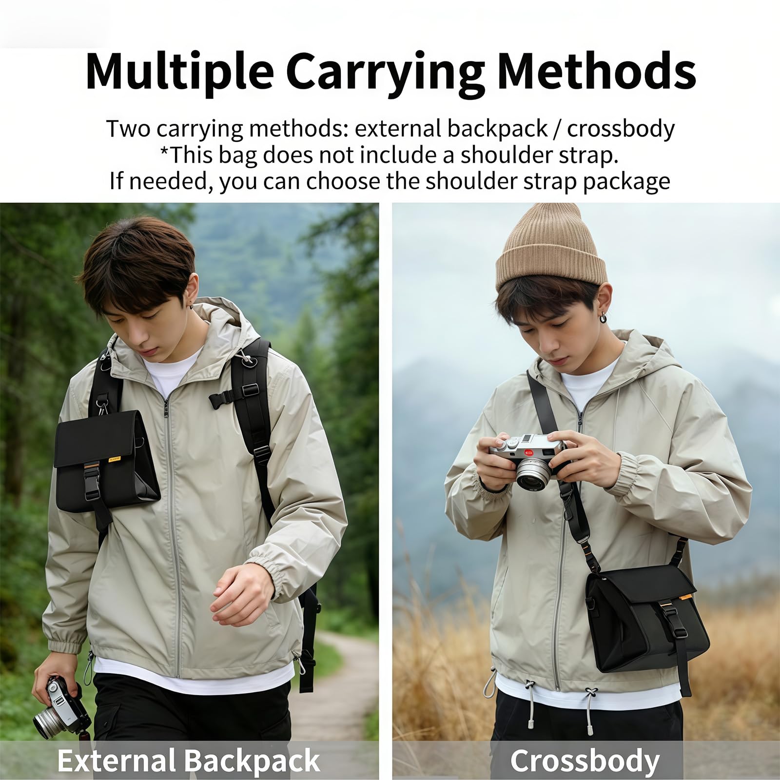 Borsa a tracolla ergonomica per fotocamera, resistente all'acqua, borsa a tracolla per un facile trasporto