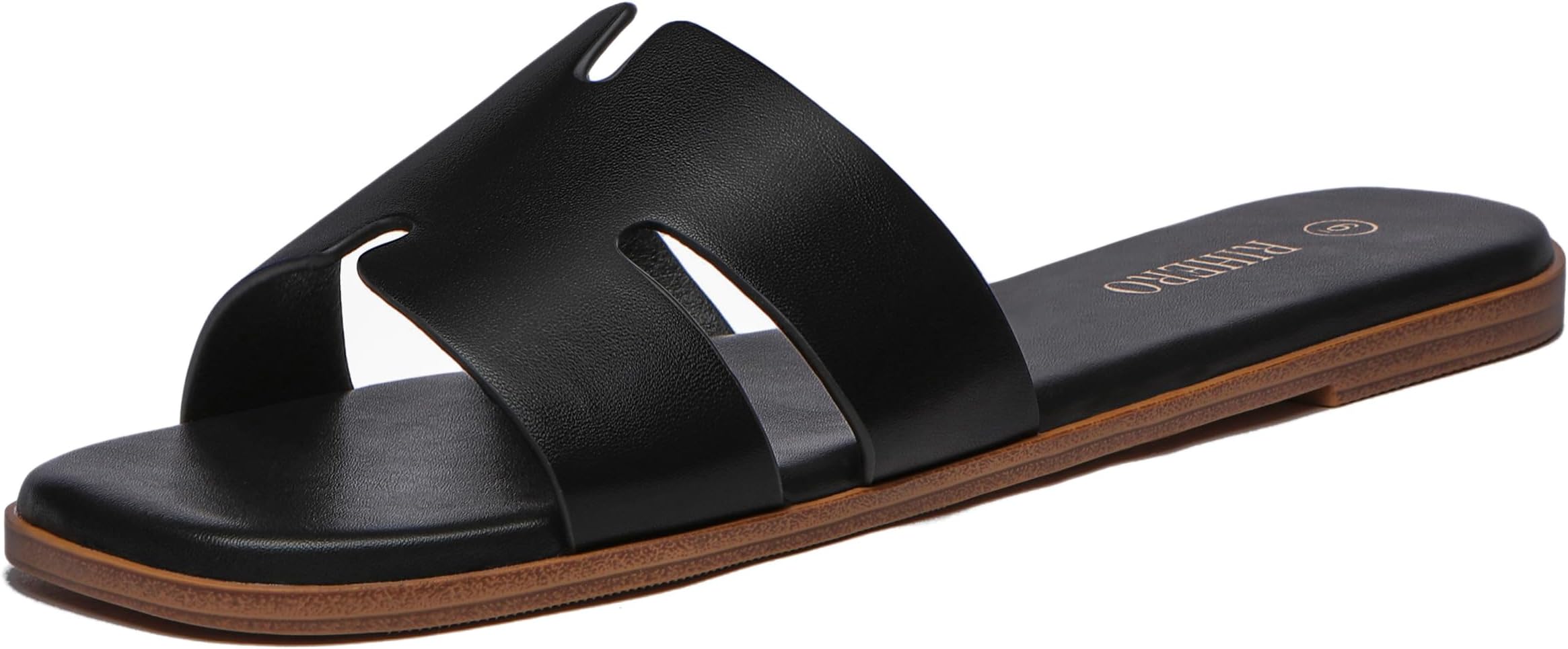 Women's Dressy Flat Sandals Comfortable Slip On Leather Slide Sandals