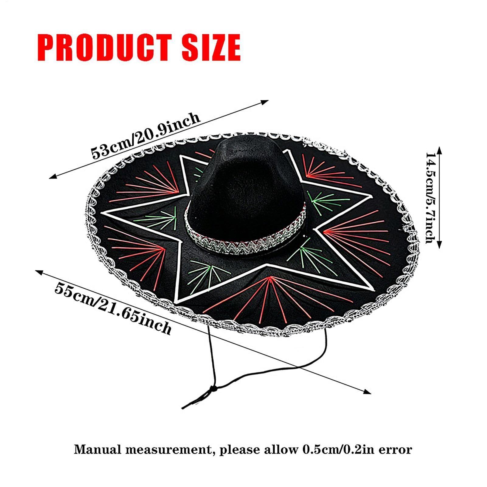 Cappelli Sombrero Copricapo con Tesa Larga da Travestimenti e Costumi di | Sombrero Messicano Tradizionale per Spettacoli Teatrali, Carnevale, Festival, e Feste