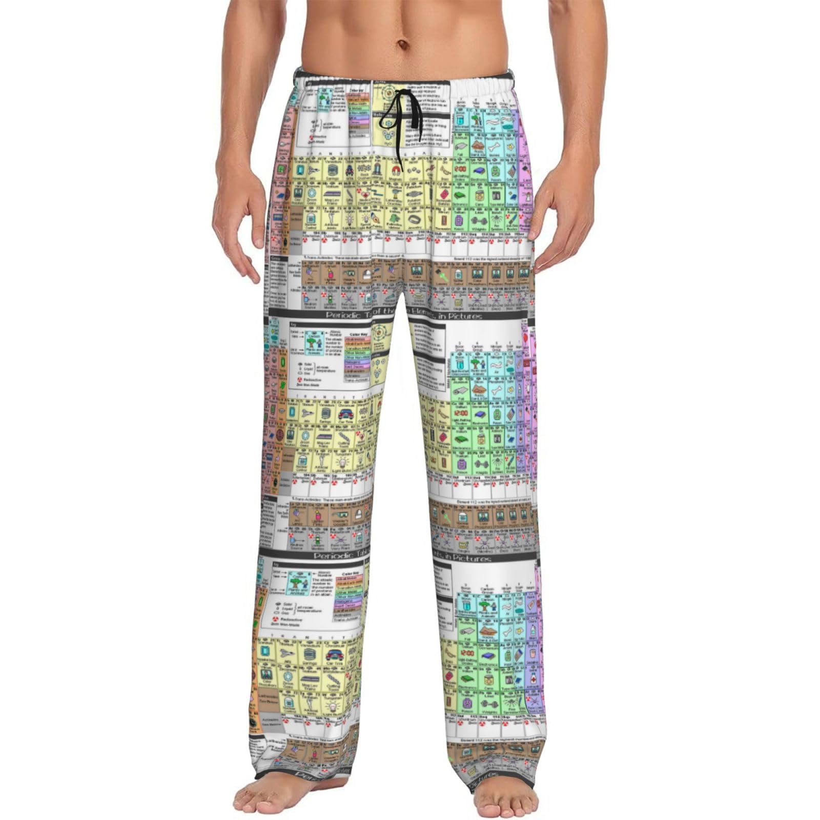 Periodic Table Of Elements Men'S Pajama Pants Loose Leisure Loungewear Lie In Bed Sofa With Pockets Elastic Waist