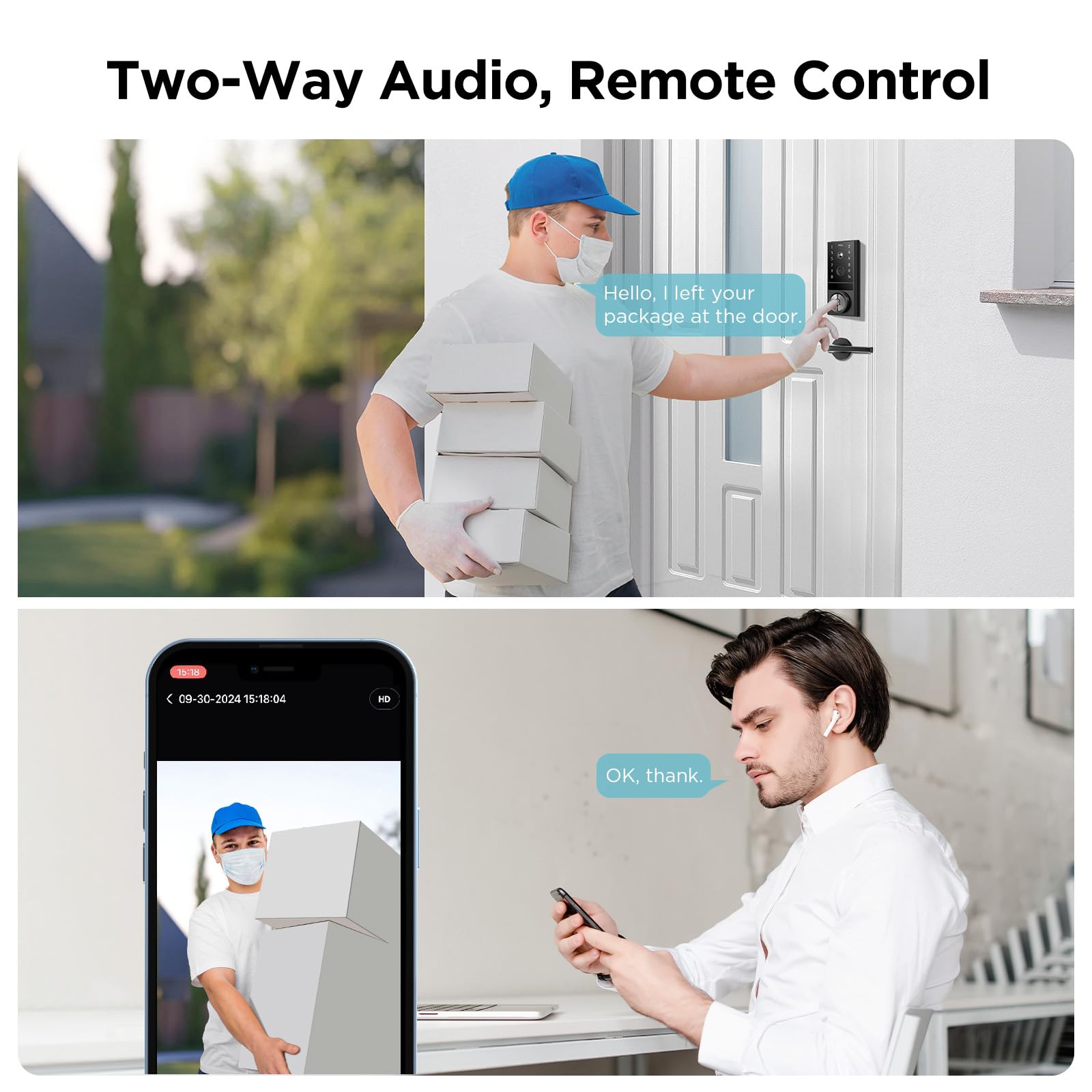 Cerradura inteligente de video de seguridad D1 Max, cámara 2K 3 en 1, cerradura de puerta de entrada sin llave y huella digital, cerradura de puerta inteligente WiFi con control remoto de 5