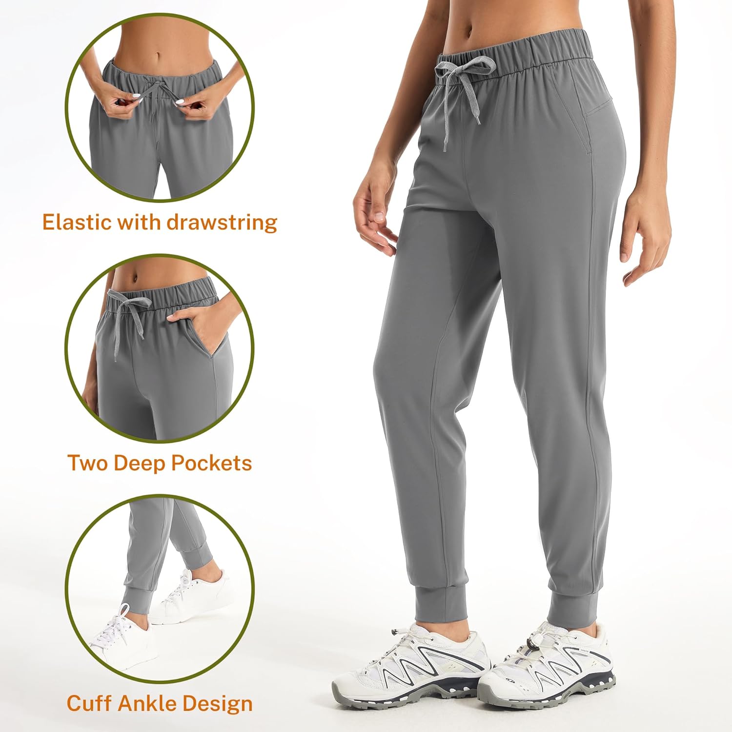 Women's Joggers Pants with Pockets Drawstring Running Sweatpants Workout Casual Tapered Pants - Image 3